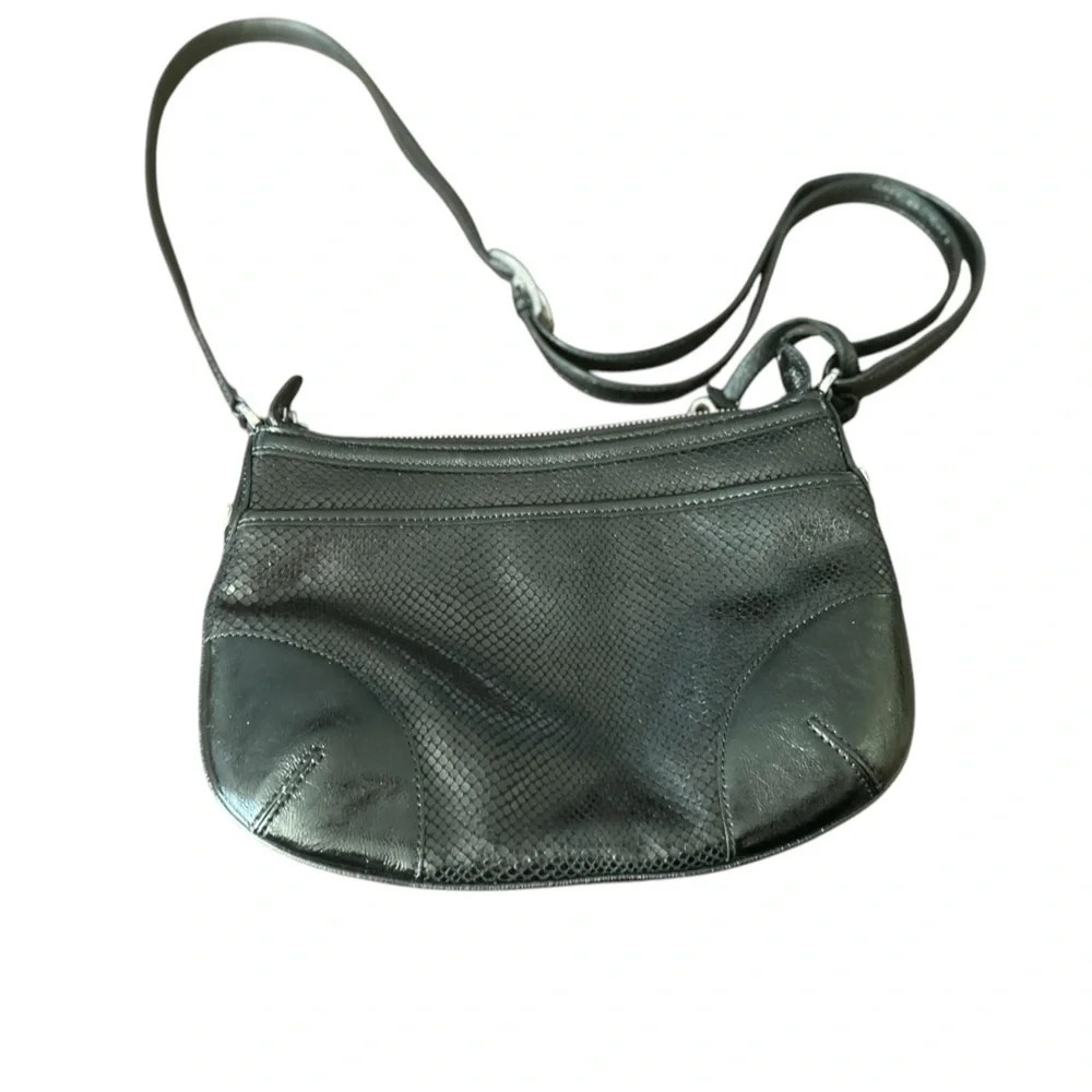 Brighton Women's Black Snakeskin Embossed Leather‎ Hobo Bag Purse